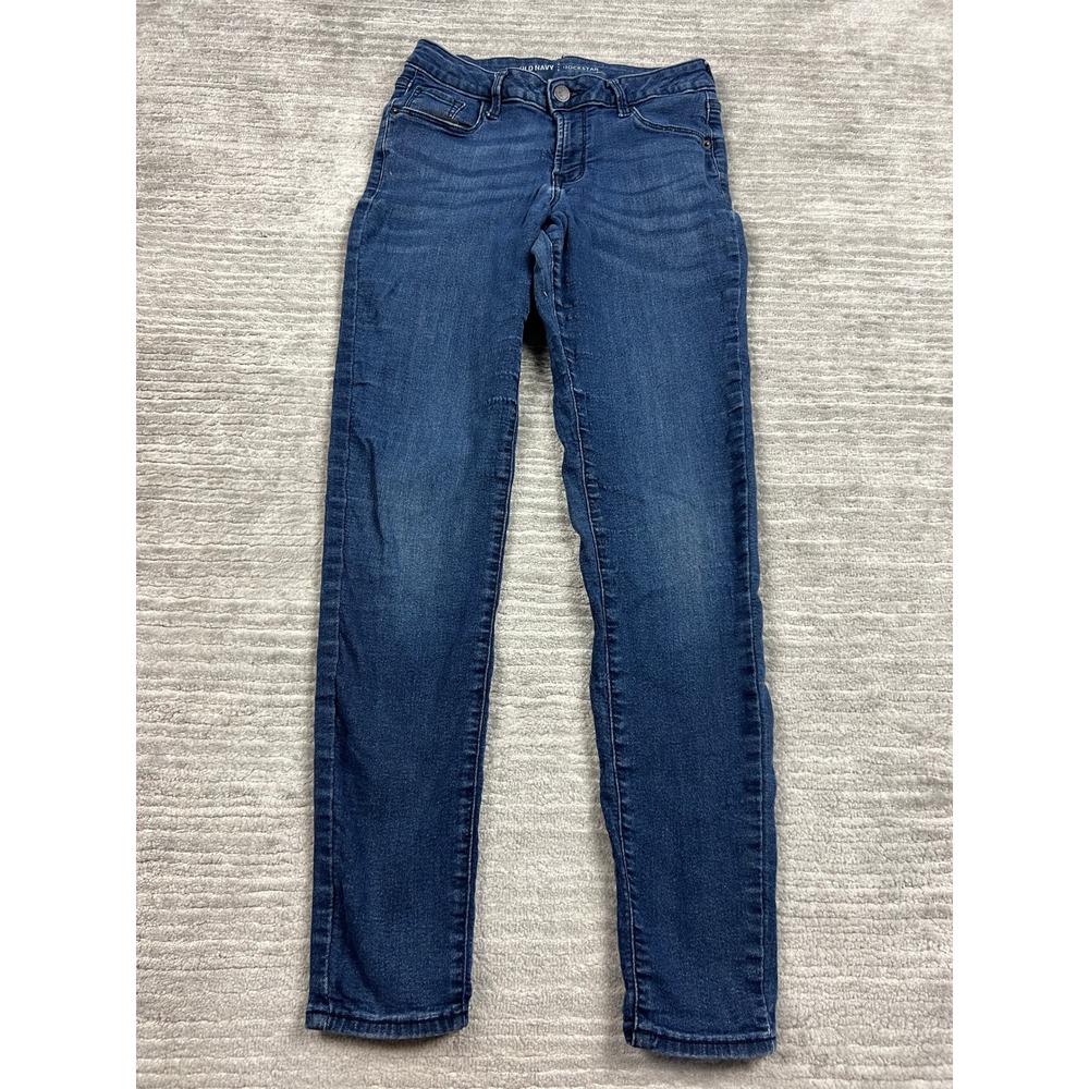 Old Navy Jeans Womens 4 Blue Rockstar Skinny Mid Rise Stretch Dark Wash Denim